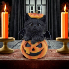 Gattino nero con zucca Halloween